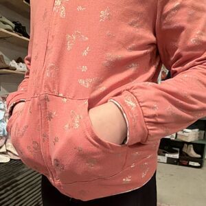 Emma & Elsa Girls Reversible Pink Butterfly Floral Full Zip Size 7/8 Jacket